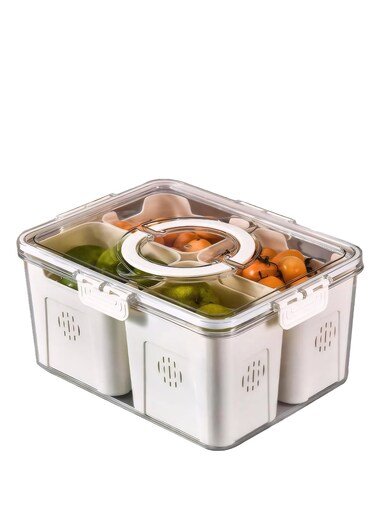Fruit Storage Containers for Fridge with Lids, Handle and Removable Colanders, Portable Refrigerator Fruit Organizer Bins, BPA-Free Fresh Produce Saver &amp; Food Box