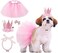 GAGILAND Dog Birthday Party Supplies Dog Birthday Outfit Pink Tutu for Dogs Dog Birthday Hat Necklace and Bowtie Hairpin for Dogs (16-23 inch Wrist)