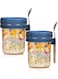 2-Pack Glass Storage Jars with Airtight Lids &amp; Spoon   Overnight Oats Jars,Container with Measurement Marks, Wide Mouth Portable Jars Breakfast Container for Salads, Yogurt, Cereal Milk, Oatmeal,&amp; More 300ml ( Dark Blue )