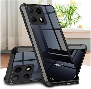 Honor X7C Case Shockproof Cover 360 Degree Protection Design Best Camera Protection Transparent Hybrid Back Black Bumper Cover Case for Honor X7C 2024