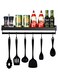 Kitchen Holder without Drilling with 6 Hooks, Kitchen Shelf Wall for Spices, Hook Rack, Kitchen Helper, Hanging Rack, Aluminium Spice Rack, Matt Finish, for Kitchen and Bathroom