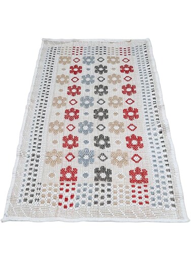 Boho Rug [Size : 80x120 CM]  Flowers Design White Carpet for your Bedroom, Hall, Kitchen, Runway