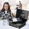 Rubik Large Cash Box with Tray and Combination Lock Portable Durable Register Money Box Safe for Bills Jewelry Receipts Coins (25x20x9cm) Black