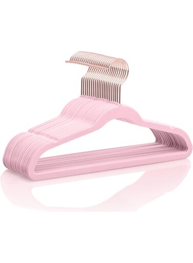 Dot Gift&Acirc;&reg; 10-Pack Pink Kids Velvet Hangers 14" Wide with Copper Rose Gold Hooks - Nursery Clothes Hangers Non Slip Toddler Hangers.