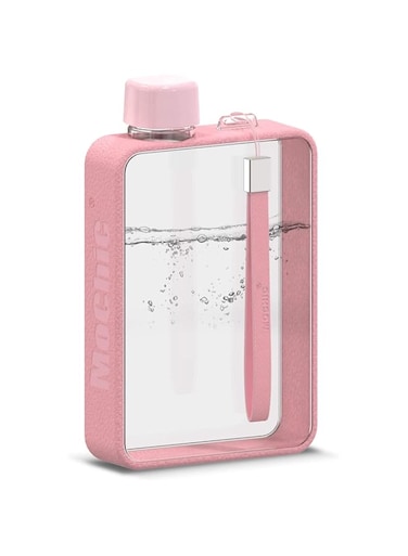 MAKINGTEC Water Bottle, Flat Portable Travel Mug Handbag Slim Cold Plastic Flask, BPA Free A5 Leak Proof Water Bottle for Sports, Camping, Gym, Fitness, Outdoor 380ml (Pink)