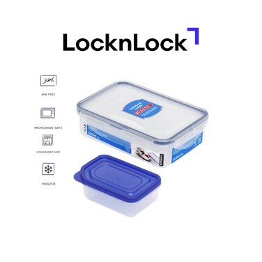 LocknLock 550ml Rectangular Airtight Food Container with Sauce Tray - BPA-Free, Microwave, Freezer, and Dishwasher Safe
