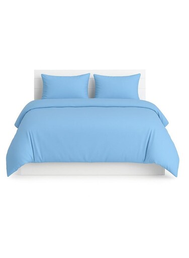 3-Piece Duvet Cover With Pillowcases cotton_blend Blue 220 x 240cm