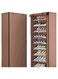 10 Tiers Simple Shoe Cabinet 160x60x30cm Shoe Dust Cover Folding Creative Home Shoe Rack with Dustproof Closet Storage Organizer Brown
