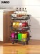 3-Tier Large Capacity Metal Wire Fruit And Vegetable Storage Basket with Wheels,Foldable Shelves Organizer For Kitchen &iuml;&frac14;&OElig;Basement and Pantry&iuml;&frac14;&OElig;No Assembly Required Storage Rack(Black)