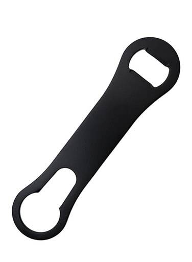 Black Matte Powder Coated Stainless Steel V-Rod Bottle Opener with Cork Remover