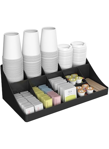bpa 11-Compartment Minimalist Unisex Black Condiment Organizer
