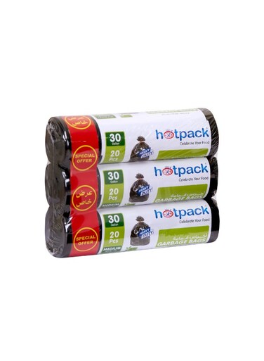 Strong &amp; Bio-Degradable Heavy Duty Disposable Garbage 20 Pcs, 65cm x 95cm, Pack 3, OPGBR6595X3PKT Black 65x95cm