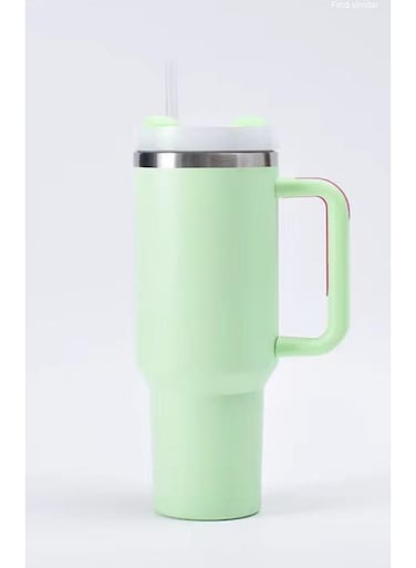 Collections 40oz Green Stainless Steel Tumbler with Handle &amp; Straw Lid   Vacuum Insulated Leak-Resistant Water Bottle 1200ml   Reusable Travel Mug for Home, Office &amp; Car