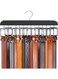 Hanger for Closet Max 42 Belts, Belt Organizer Closet Accessories with 14 Hooks Belt Rack Sturdy Wood for Closet Organizers and Storage -Black 1 Pack