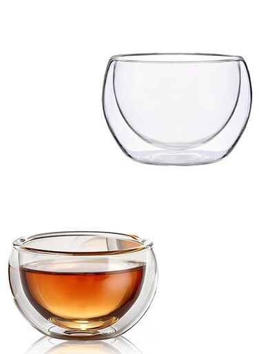 Walled Glass Teacups Insulated Glasses - (50ml) Heatproof Borosilicate Tea Cup, Mini Espresso Cups Gift Box
