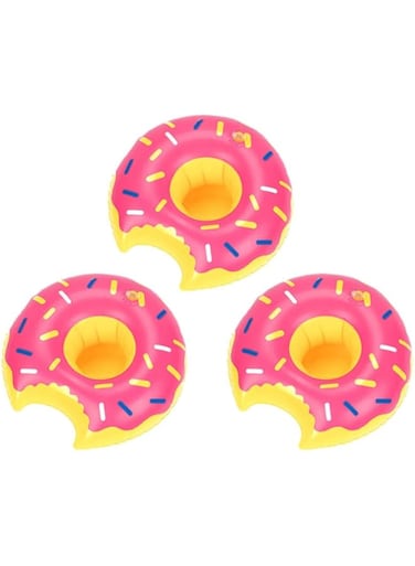 3 PCS Preferential Combination Inflatable Pool Party Drink Floats Swimming Drink Holder Donut Party Cup Holders Inflatable Pool Cup Holders Coasters