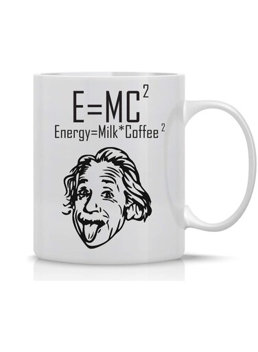 Coffee Mug with Einstein Quote, E=MC2-11oz Ceramic Coffee Mug - Einstein Theory Formula - Energy Equals Milk Plus Coffee - Funny Office Gifts For Scientist,Geeks, Physicist, And Engineers
