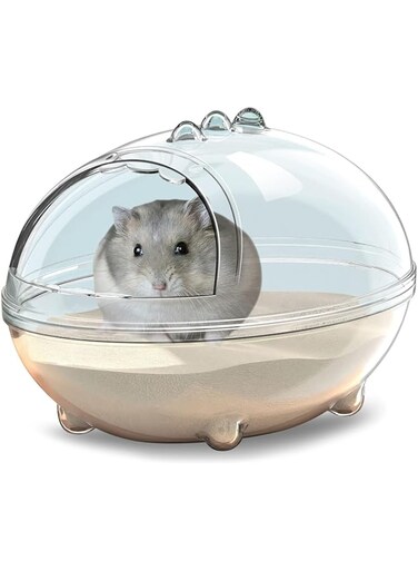 Hamster Bathroom, Hamster Bathtub Box,dust Bath for Hamster, Hamster Sand Bath Container, Hamster Bath, Hamster Bathing Bowl,Transparent Beds, Hamster Bathtub Toilet for Hamster Accessories, Small