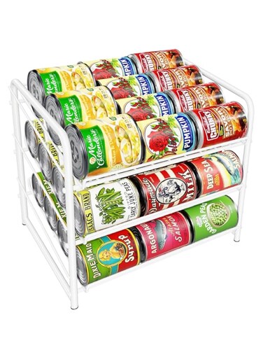 Simple Trending Can Rack Organizer, Stackable Can Storage Dispenser Holds up to 36 Cans for Kitchen Cabinet or Pantry, White