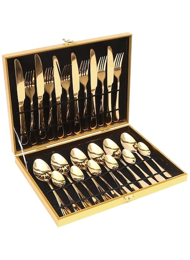 Stainless Steel Luxury Cutlery Set Spoons, Forks, and Knives, Gold