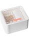 Oasisgalore Holder Cotton Swab Ball Plastic 2 Slot with Hinged Lid Bathroom Organizer Makeup Sponge Dispenser Cotton Pad Storage