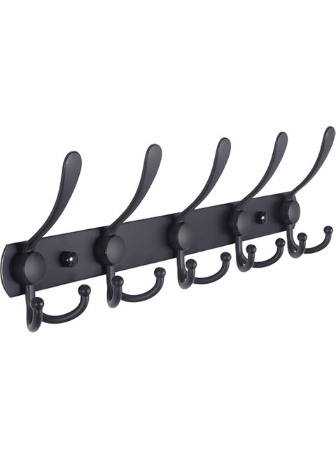 Coat Rack Wall Mounted - 5 Tri Hooks, Heavy Duty, Stainless Steel, Metal Coat Hook Rail for Coat Hat Towel Purse Robes Mudroom Bathroom Entryway
