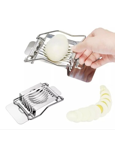 Stainless Steel Egg Slicer - Heavy Duty Cutter for Eggs, Cheese &amp; Fruits