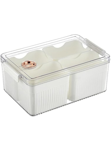 NALACAL Refrigerator Organizing,Fridge Organizer,Fridge Organizers and Storage,Food Storage Containers with Lids Airtight,4/8 Grid Food Vegetable Fruit Storage Box,for Snack,Fruit,Condiments