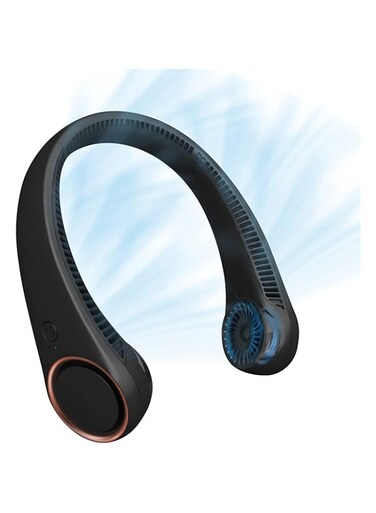 CIVPOWER Neck Fan: Portable Personal Neck Cooling Rechargeable Bladeless Fan - Hands Free 3 Speed 4000 mAh Battery USB Operated Wearable Headphone Design - for Men Women Outdoor Indoor (Black)