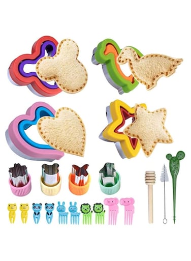 21 Pcs Sandwich Cookie Cutters Set, Dinosaur,Heart,Star,Mickey Sandwich Knife Cookie Knife Vegetable Cutter Food Grade Cookie Mould, Fun Kids Food Picks for Bento Box Toothpicks (21 Pcs)