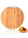 Round Bamboo Cutting Board 34cm with Stainless Steel Handle &acirc;&euro;&ldquo; Thick 1.8cm Wooden Chopping Board for Kitchen Food Prep, Meat, Vegetables, Cheese, Bread &amp; Pizza Serving Tray &acirc;&euro;&ldquo; Durable Eco-Friendly Kitchen Board.