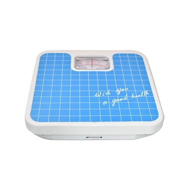Blue Grid Analog Personal Weighing Scale &ndash; 130kg Capacity Mechanical Bathroom Scale

