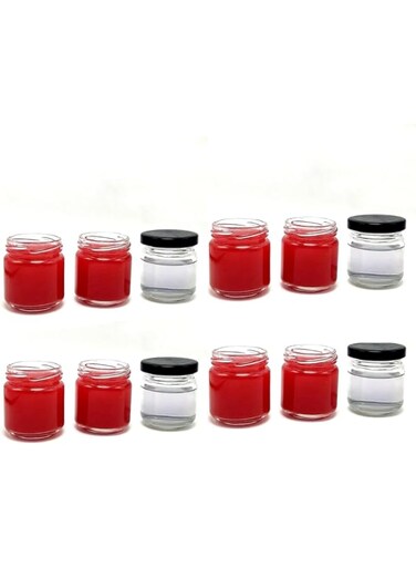 Small Glass Jars Mini Thick Glass Jars with Twist Black Lids Airtight Food Storage Honey Jar Favors Leak Proof Seal for Spices Sauces Gifts Wedding Party Favors DIY Sweets (12, Round, 25ML)