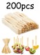 Bamboo Appetizer Forks, 3.5 Inch Mini Bamboo Forks for Charcuterie Boards Accessories, Fancy Toothpicks for Appetizers, Disposable Wooden Cocktail Fork, Small Fruit Food Picks for Party Supplies