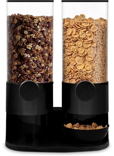 Modern Kitchen Dual Food Dispenser, Compact Airtight Storage System for Cereal, Pasta, Rice, Oats, Coffee Beans, and Snacks with Mess-Free Dispensing Design