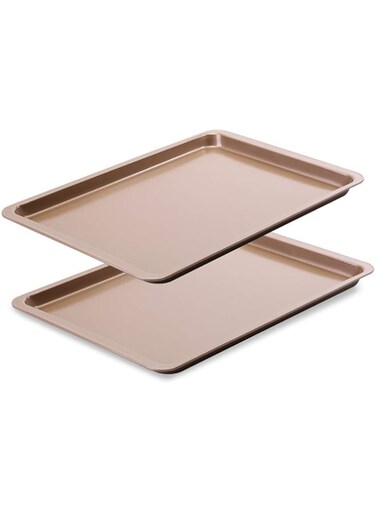 Latauar Premium Baking Sheet Bakeware Set of 2 Cookie Sheet Half Sheet Baking Pan Stainless Steel 14.5 Inch x 10 Inch Non Toxic &amp; Healthy - 2 Pack