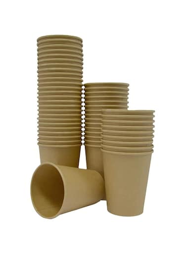 SNH Packing Paper Cups 8oz Single Wall Brown Disposable Coffee Cups for Hot &amp; Cold Drinks 150 Pieces.