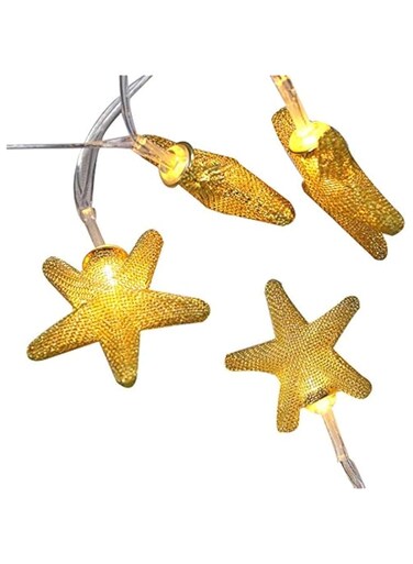 GulfDealz 10 Gold Star Battery Operated String LED Lights - Gold
