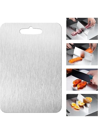 Cutting Board, Double-Sided Food Grade 304 Stainless Steel Cutting Board,Chopping Board,Cutting Block Mincing Mat,Heavy Duty Non-Slip,Double Side,For Meats, Fruits And Vegetables
