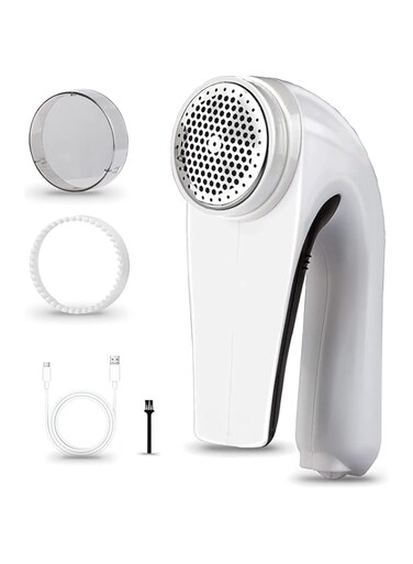 Fabric Shaver and Lint Remover with Stainless Steel Blade. Electric Portable Sweater Fuzz, Lint Balls, Pills, Bobbles Remover for Travel, Lint Cleaner for Clothes with Larger Dust Container (White-a)&hellip;