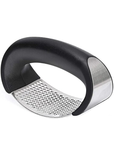 Garlic Press, Stainless Steel Kitchen Garlic Crusher, Kitchen Gadgets, Kitchen Tool, Kitchen Gadgets Garlic Chopper with Ergonomic Handle (Black)