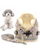 QUEENADA No Pull Dog Harness - Adjustable Reflective Oxford Dog Harness Soft Padded Pet Vest with Easy Control Handle for Small Medium Dogs, Cats with Rubbish bag(khaki)