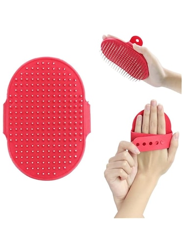 Bolivia's Pet Bath Brush, Adjustable Ring Handle Dog Bath Brush, Pet Hand-Held Rubber Tipped Pin Brush, Soft Bath Brush for Short &amp; Long Haird Dogs