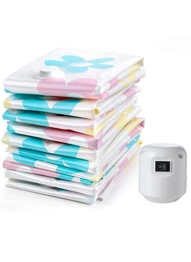 Vacuum Storage Bags Space Saver Bags with Auto Air Pump Reusable Vacuum Compression Bags Space Saving Bag for Clothes Mattress Blanket Duvets Pillows 11 Pieces Set