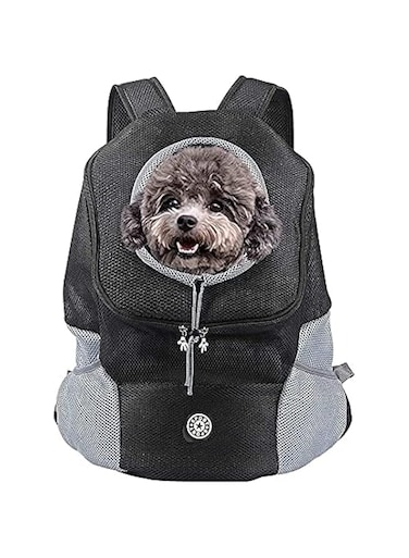 NC Dog Backpack, Puppy Backpack, Pet Carrier Backpack Small Dog Backpack Carrier Pet Travel Carrier Dog Front Carrier with Breathable Head Out Design and Padded Shoulder for Hiking (Large, Black)