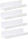 15 Inch White Acrylic Floating Wall Ledge Shelf, Wall Mounted Nursery Kids Bookshelf, 5MM Thick Home/Office/Bathroom Storage Shelves Display Organizer, Set of 4