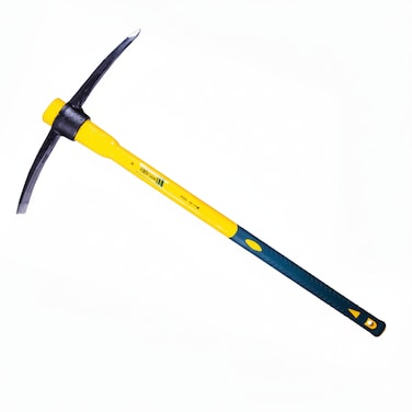 UKEN 2KG Heavy Duty Pick Axe with High-Strength Fiberglass Handle, Drop Forged Carbon Steel Head for Gardening, Landscaping &amp; Construction, 36-Inch Shock-Absorbing Ergonomic Non-Slip Grip