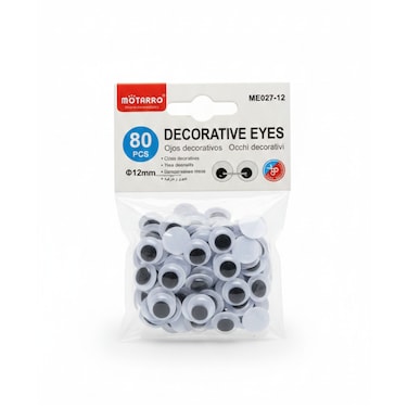 MOTARRO 80-Piece Googly Eyes Set, 12mm Self-Adhesive Wiggle Eyes for Crafts, DIY Art Projects, Scrapbooking, and School Supplies &ndash; ME027-12