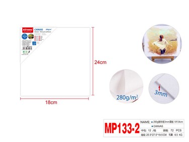MOTARRO Canvas 18x24cm MP133-2, 280G, 3mm Thick Premium Stretched Artist Canvas for Acrylic, Oil &amp; Watercolor Painting &ndash; Durable &amp; Ready to Use
