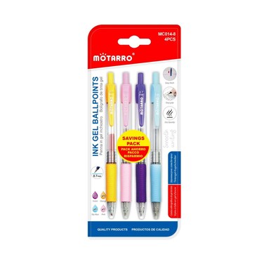 MOTARRO 4-Piece Vibrant Ink Gel Ballpoint Pen Set MC014-8 &ndash; Smooth Writing, Colorful Design